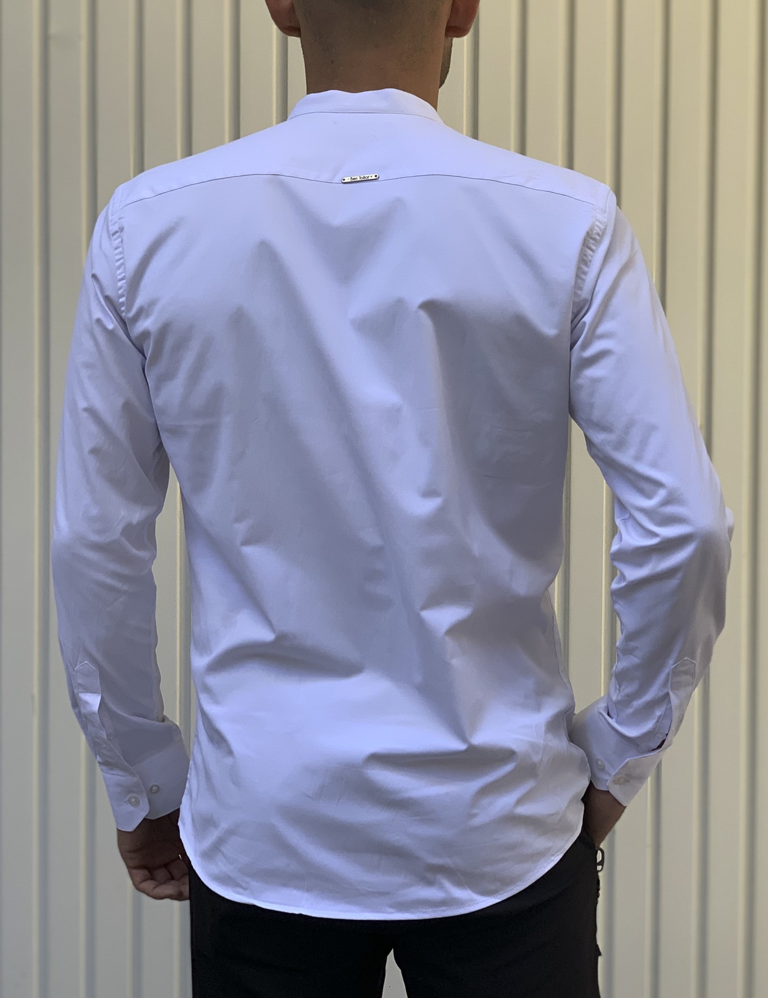 Ben Tailor ανδρικό λευκό πουκάμισο με μάο γιακά 0692W φωτογραφία